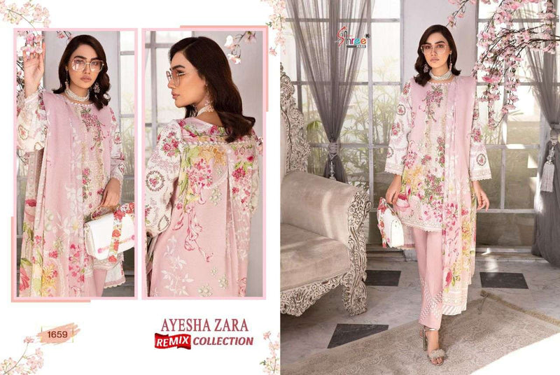 Shree Fab Ayesha Zara Remix Pure Cotton Embroidery Work Pakistani Suit
