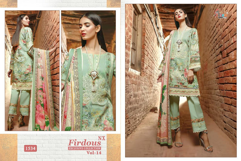 Shree Fab Firdous Exclusive Collection Vol 14 Nx Lawn Cotton Print Embroidery Work Salwar Kameez