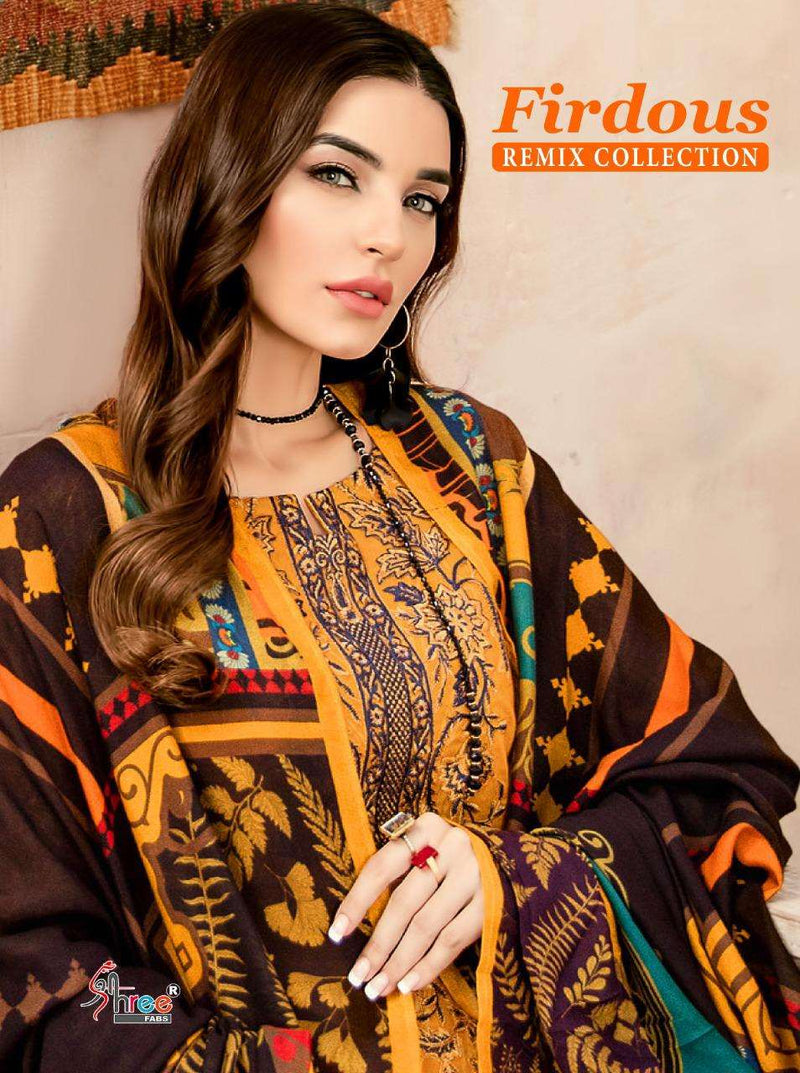 Shree Fab Firdous Remix Pure Cotton Print Exclusive Embroidery Work Pakistani Salwar Suits