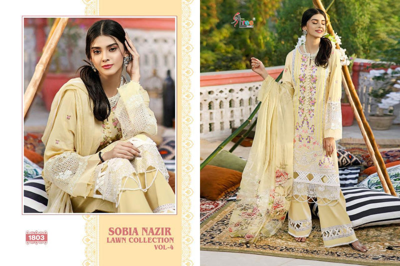 Shree Fab Launch Sobia Nazir Lawn Collection Vol 4 Lawn Cotton Self Embroidery Work Designer Salwar Kameez