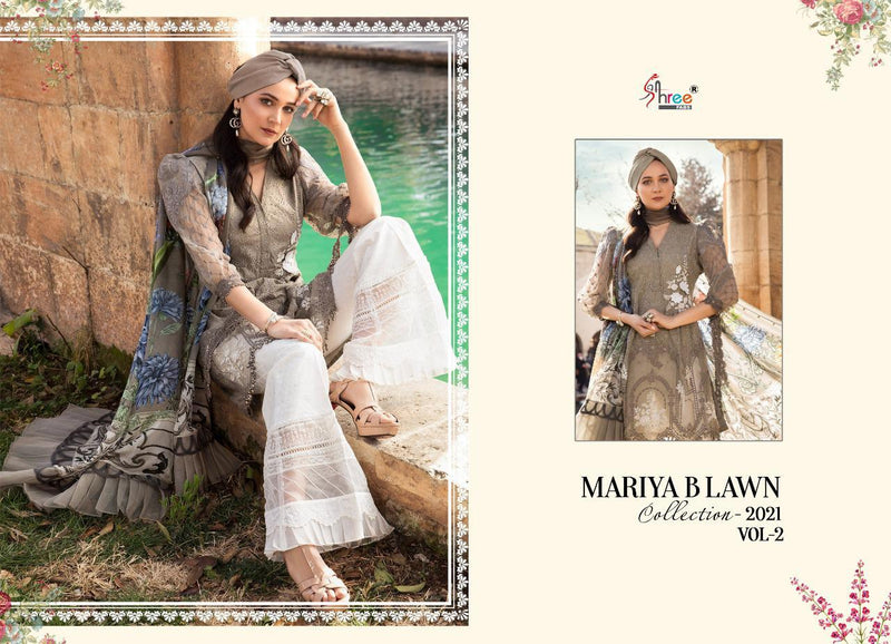 Shree Fab Maria B Lawn Collection 2021 Vol 2 Pure Lawn Shifly Work Embroidered Pakistani Salwar Kameez