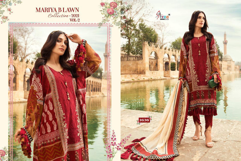 Shree Fab Maria B Lawn Collection 2021 Vol 2 Pure Lawn Shifly Work Embroidered Pakistani Salwar Kameez