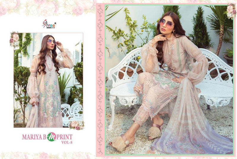 Shree Fab Mariya B M Print Vol 8 Pure Cambric Lawn Print Exclusive Embroidery Work Pakistani Salwar Kameez