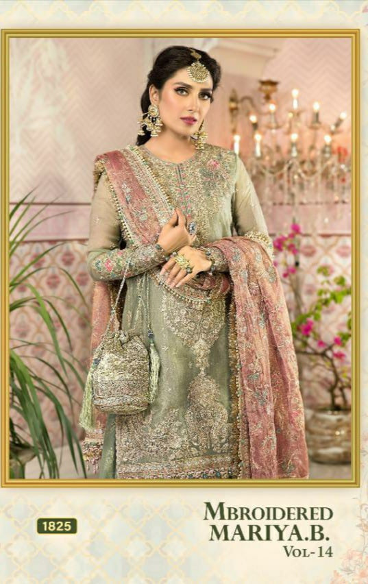 Shree Fab Mbroidered Vol 14 Hit Design 1825 Heavy Net With Exclusive Embroidery Work Wedding Wear Salwar Kameez
