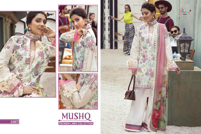 Shree Fab Mushq Premium Collection Pure Lawn Embroidery Work Salwar Kameez