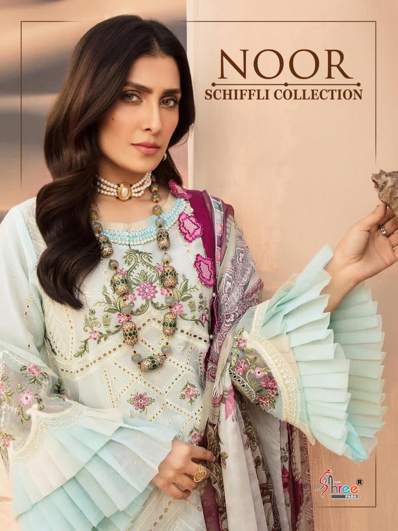 Shree Fab Noor Schiffli Collection Pure Lawn Self Embroidered Pakistani Salwar Kameez