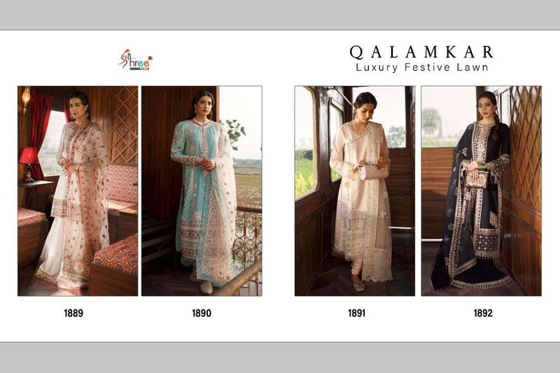 Shree Fab Qalamkar Luxury Festive Pure Lawn Exclusive Embroidery Work Pakistani Suit