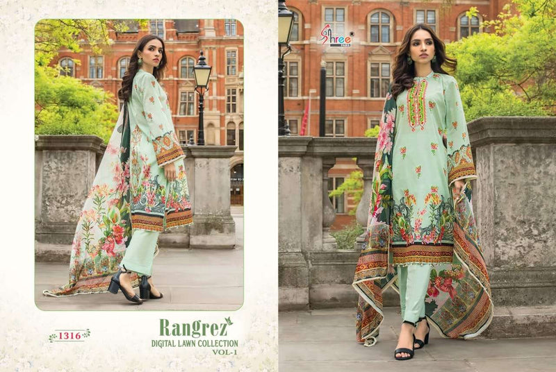 Shree Fab Rangrez Digital Lawn Vol 1 Lawn With Heavy Patch Embroidery Work Exclusive Designer Pakistani Salwar Suits