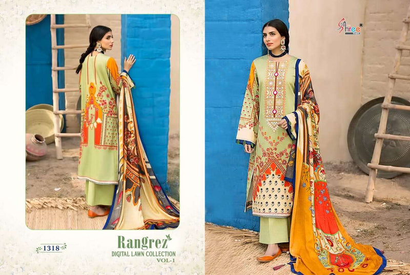 Shree Fab Rangrez Digital Lawn Vol 1 Lawn With Heavy Patch Embroidery Work Exclusive Designer Pakistani Salwar Suits