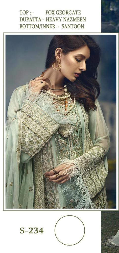 Shree Fab S 234 Fox Georgette Designer With Embroidery Work Party Wear Pakistani Salwar Kameez