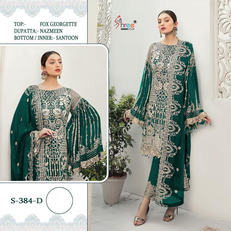 Shree Fab S 384 D Fox Georgette Heavy Embroidery Work Pakistani Suit