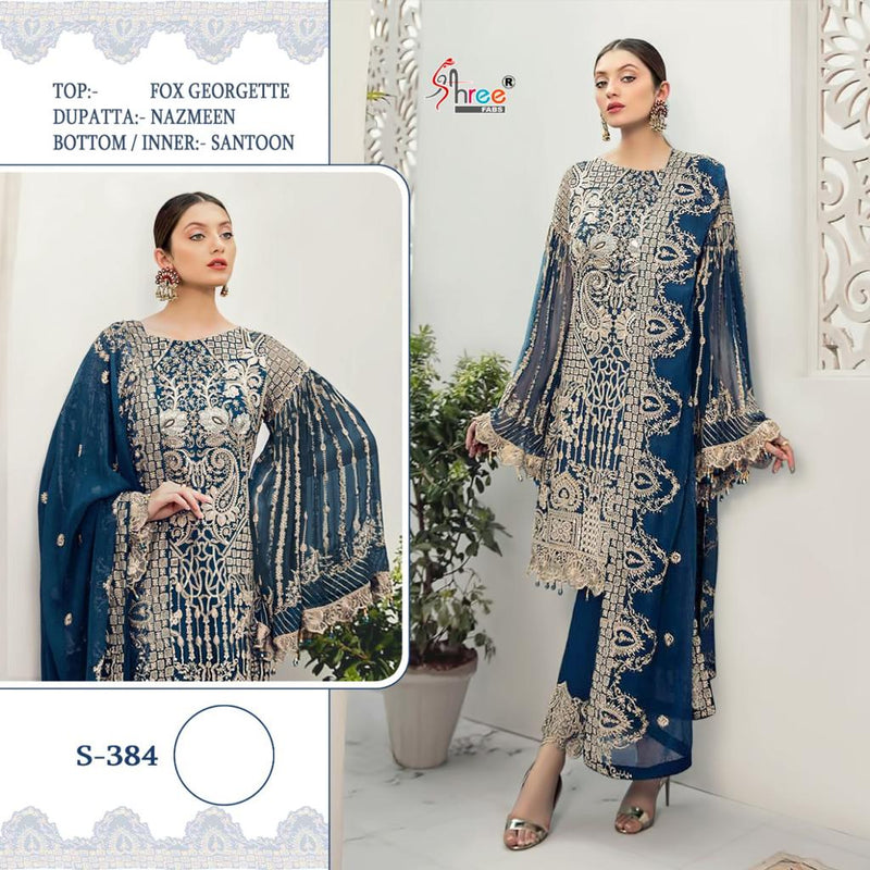 Shree Fab S 384 Fox Georgette Heavy Embroidery Work Pakistani Suit