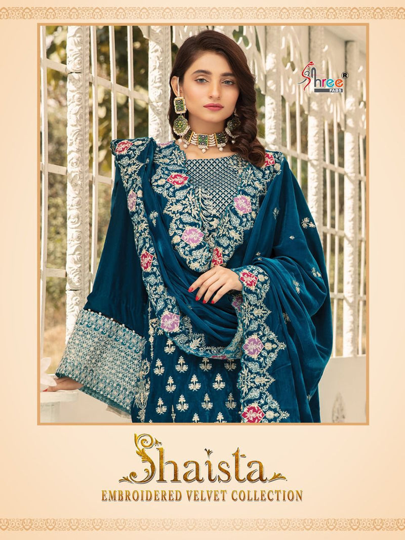 Shree Fab Saista embroidered Velvet Collection Pashmina Salwar Suit