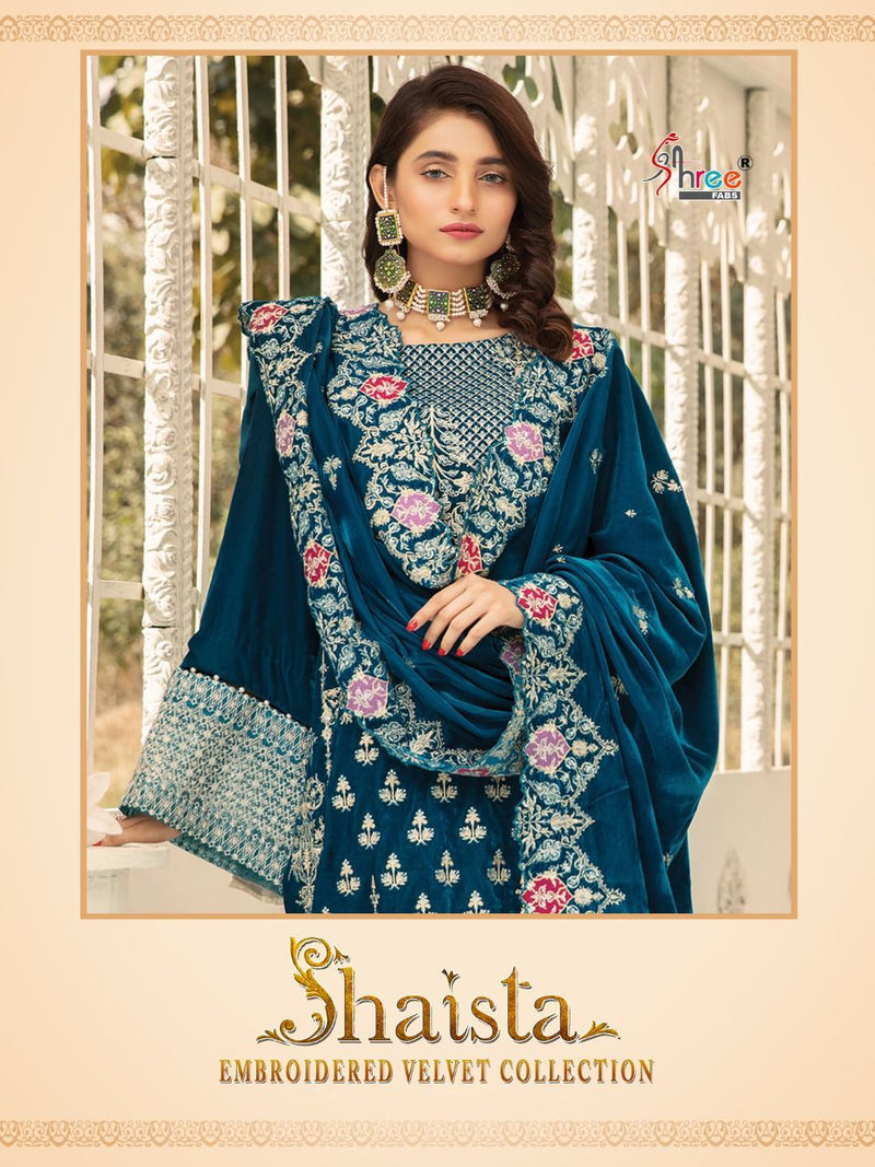 Shree Fab Saista embroidered Velvet Collection Pashmina Salwar Suit