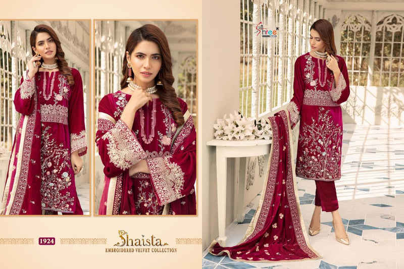 Shree Fab Saista embroidered Velvet Collection Pashmina Salwar Suit