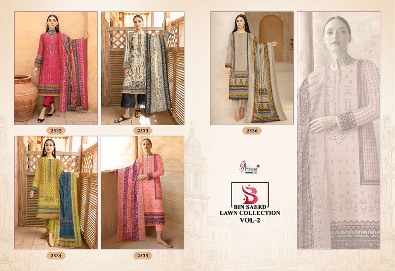 Shree Fabs Bin Saeed Lawn Collection Vol 2 Pure Lawn Exclusive Self Embroidered Salwar Suit