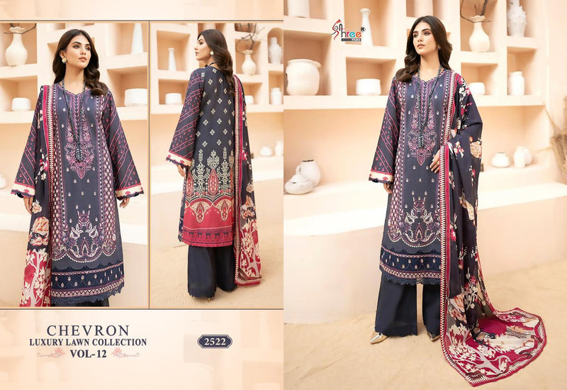 Shree Fabs Chevron Luxury Lawn Collection Vol 12 Pure Lawn Cotton Self Embroidered Pakistani Suit