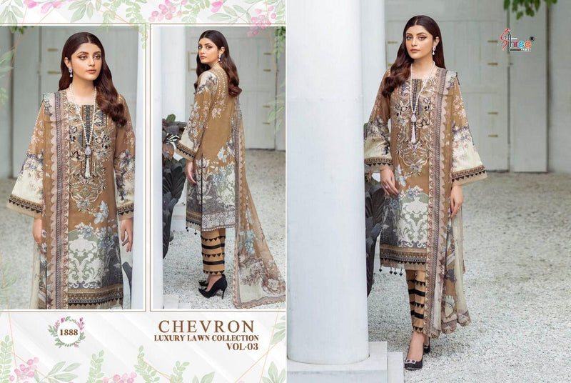Shree Fabs Chevron Luxury Lawn Collection Vol 3 Pure Cotton Embroidery Work Salwar Kameez
