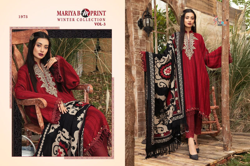 Shree Fabs Mariya B M Print Winter Collection Vol 3 Pure Pashmina With Embroidery Work Salwar Kameez