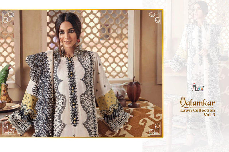 Shree Fabs Presents By Qalamkar Lawn Collection Vol 3 Lawn Cotton With Heavy Embroidery Work Exclusive Designer Pakistani Salwar Kameez