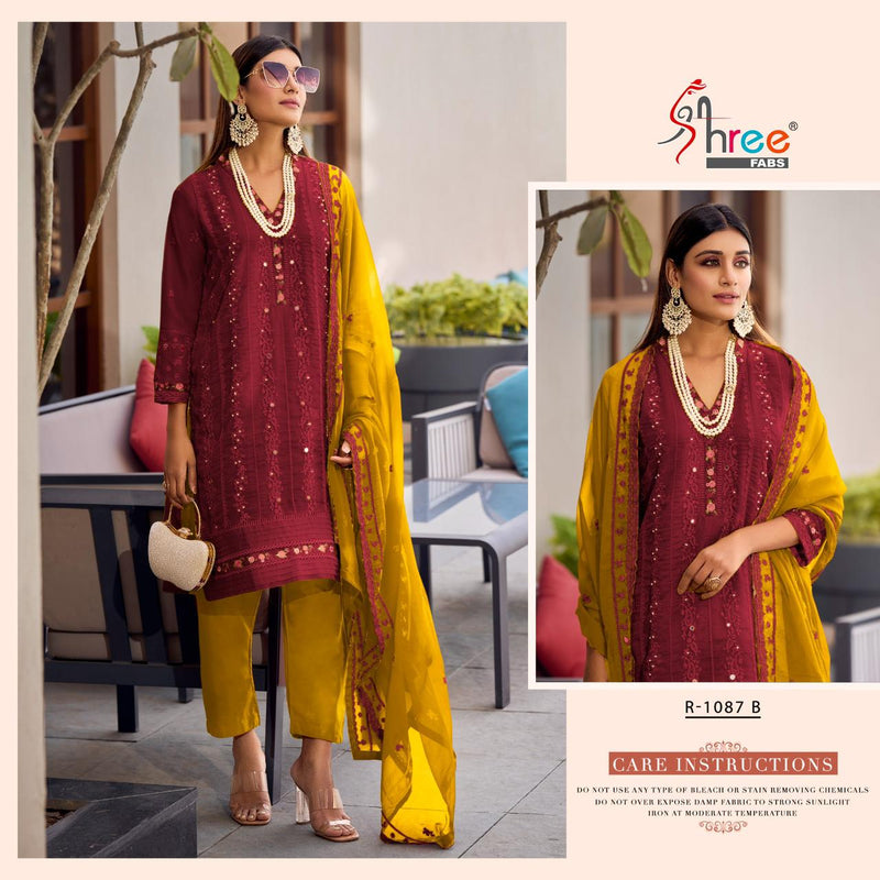 Shree Fabs R 1087 Stylish Organza Designer Wear Pret Kurti Collection