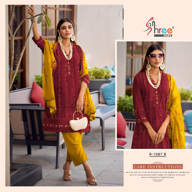 Shree Fabs R 1087 Stylish Organza Designer Wear Pret Kurti Collection