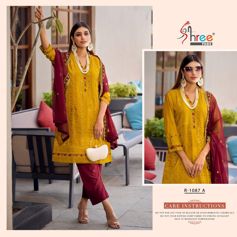 Shree Fabs R 1087 Stylish Organza Designer Wear Pret Kurti Collection