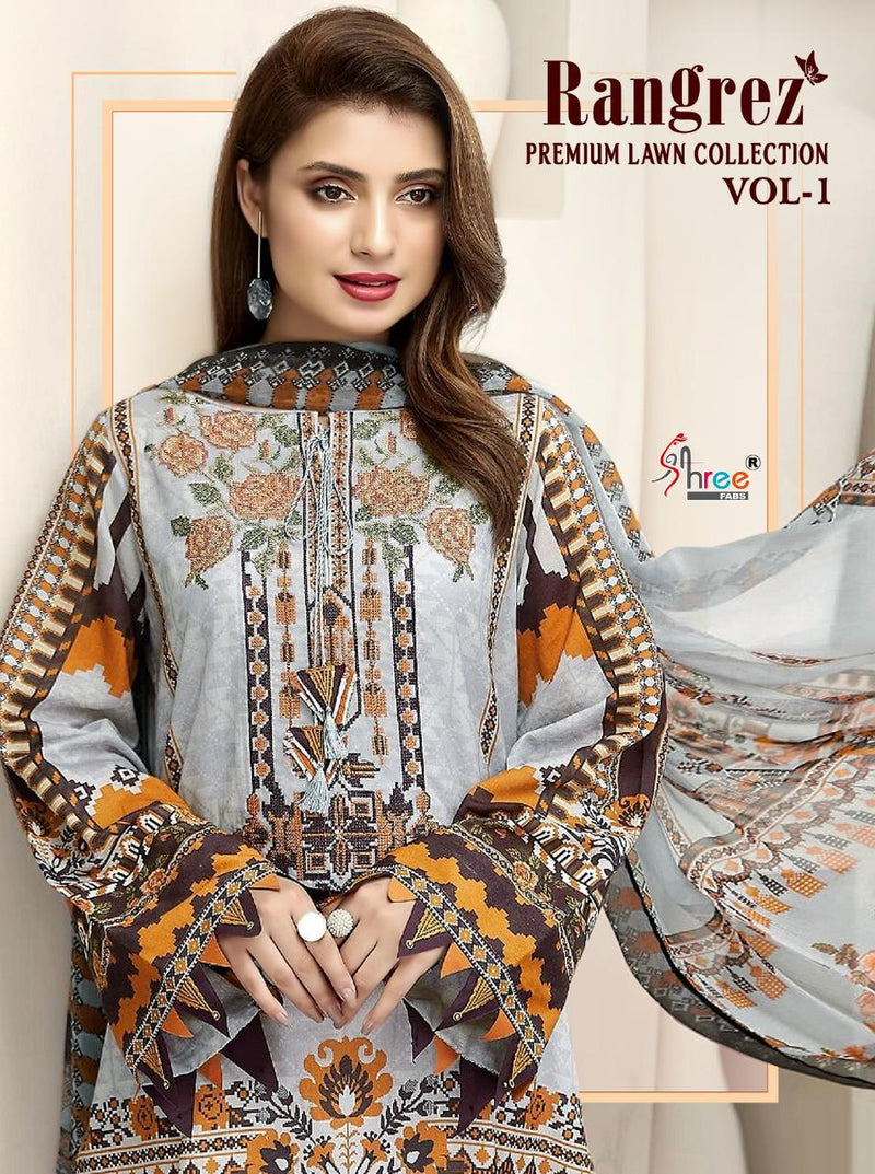 Shree Fabs Rangrez Premium Lawn Collection Vol 1 Lawn Printed Embroidery Work Pakistani Salwar Kameez
