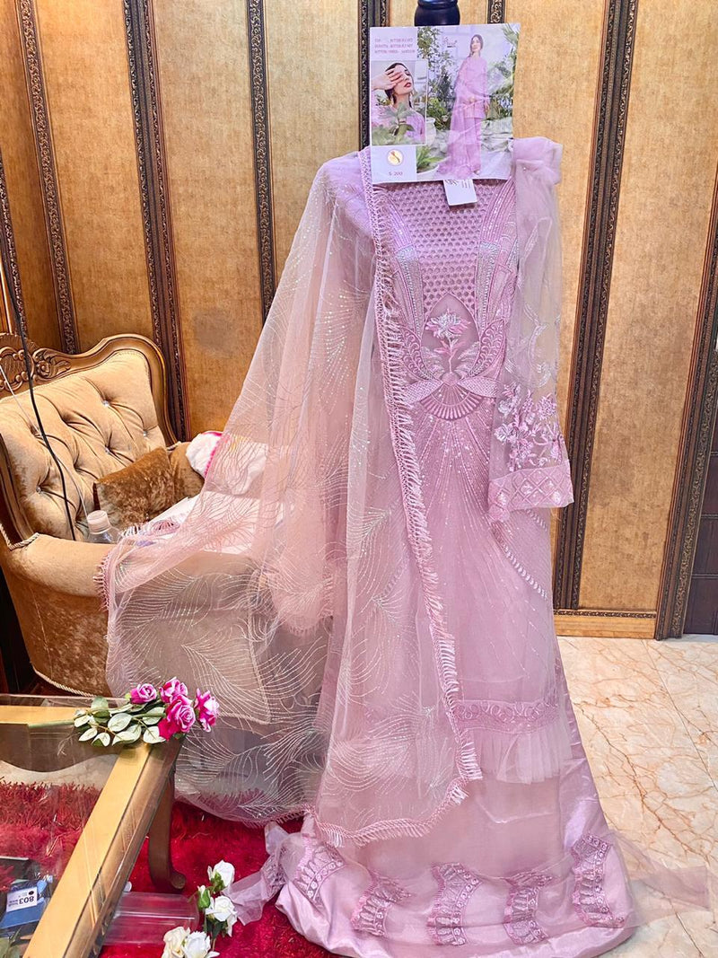 Shree Fabs S 200 Butterfly Net Partywear Pink Designer Salwar Kameez