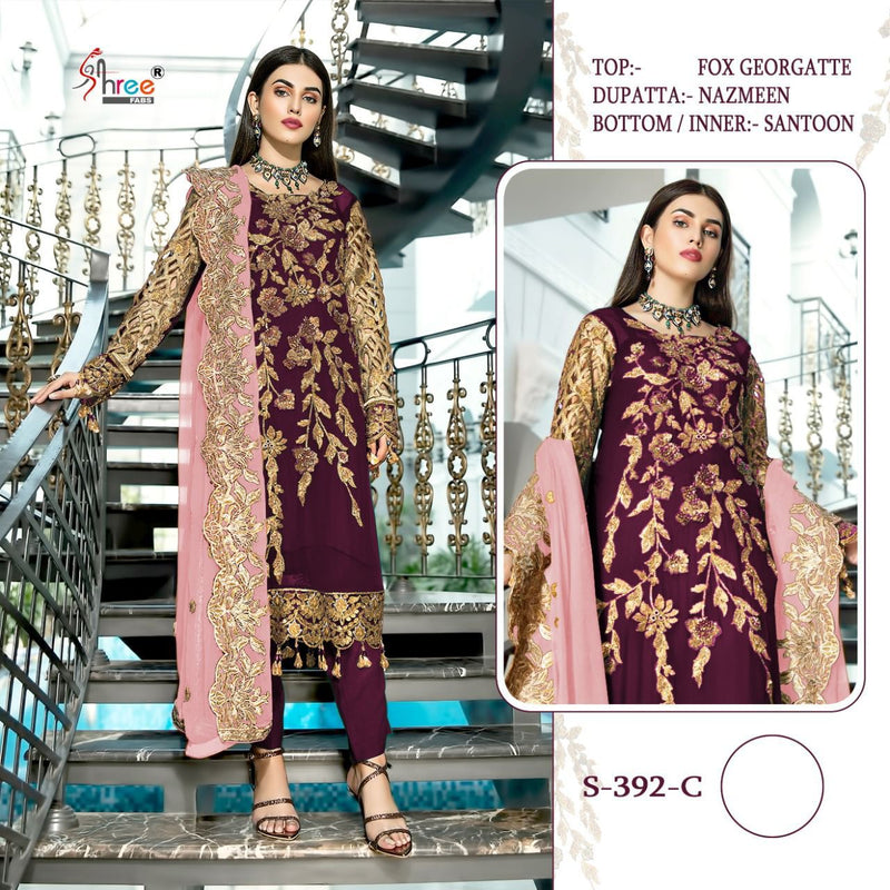 Shree Fabs S 376 & S 392 C  Fox Georgette Dupatta Net Party Wear Salwar Suit
