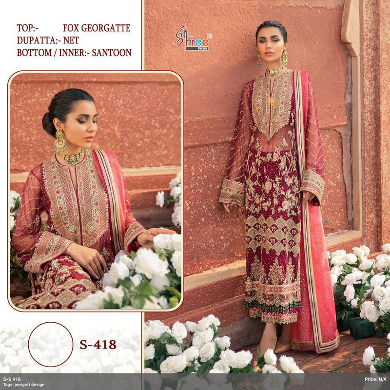 Shree Fabs S 418 Faux Georgette Heavy Embroidered Pakistani Suit