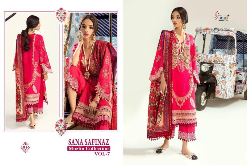 Shree Fabs Sana Safinaz Muzlin Collection Vol 7 Pure Cotton Print Embroidery Work Pakistani Suit
