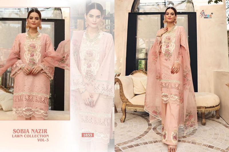 Shree Fabs Sobia Nazir Lawn Collection Vol 3 Pure Lawn With Embroidery Work Fancy Pakistani Style Salwar Kameez