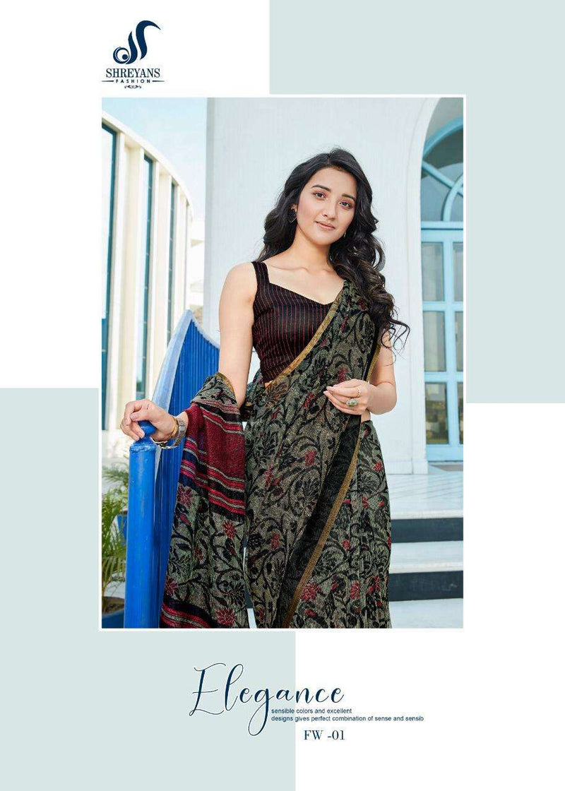 Shreyans Fashion Fedar Wing Linen Fancy Designer Saree