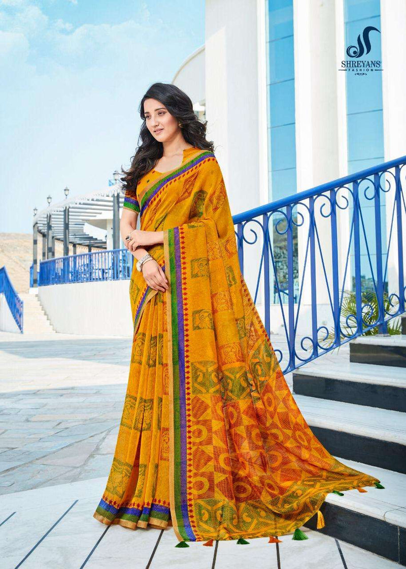 Shreyans Fashion Fedar Wing Linen Fancy Designer Saree