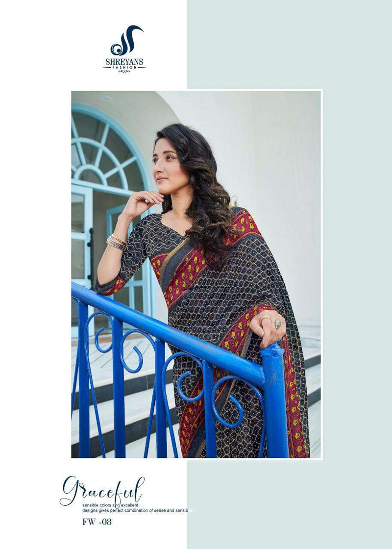 Shreyans Fashion Fedar Wing Pure Linen Printed Sarees