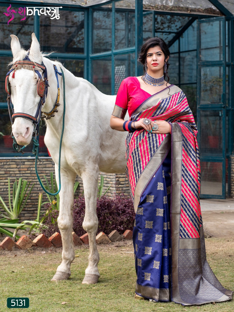 Shubh Vastra Launch Rajwadi Vol 2 Banarasi Silk Printed With Fancy Lace Exclusive Tradional Wear Sarees