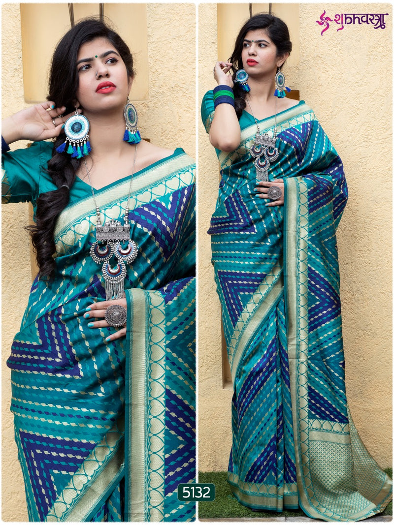 Shubh Vastra Launch Rajwadi Vol 2 Banarasi Silk Printed With Fancy Lace Exclusive Tradional Wear Sarees
