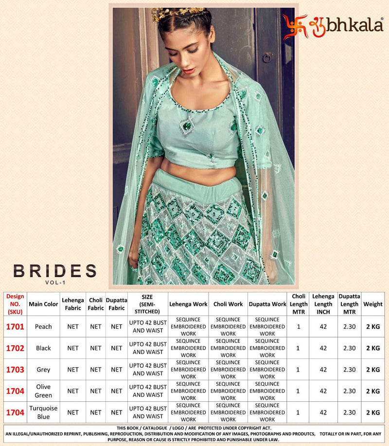 Shubhkala Brides Vol 1 Net With Sequence Embroidery Work Lehnga