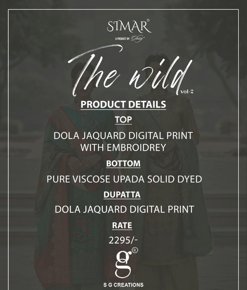 Simar The Vol 2 Dola Jaccquard Digital Print With Embroidery Suit