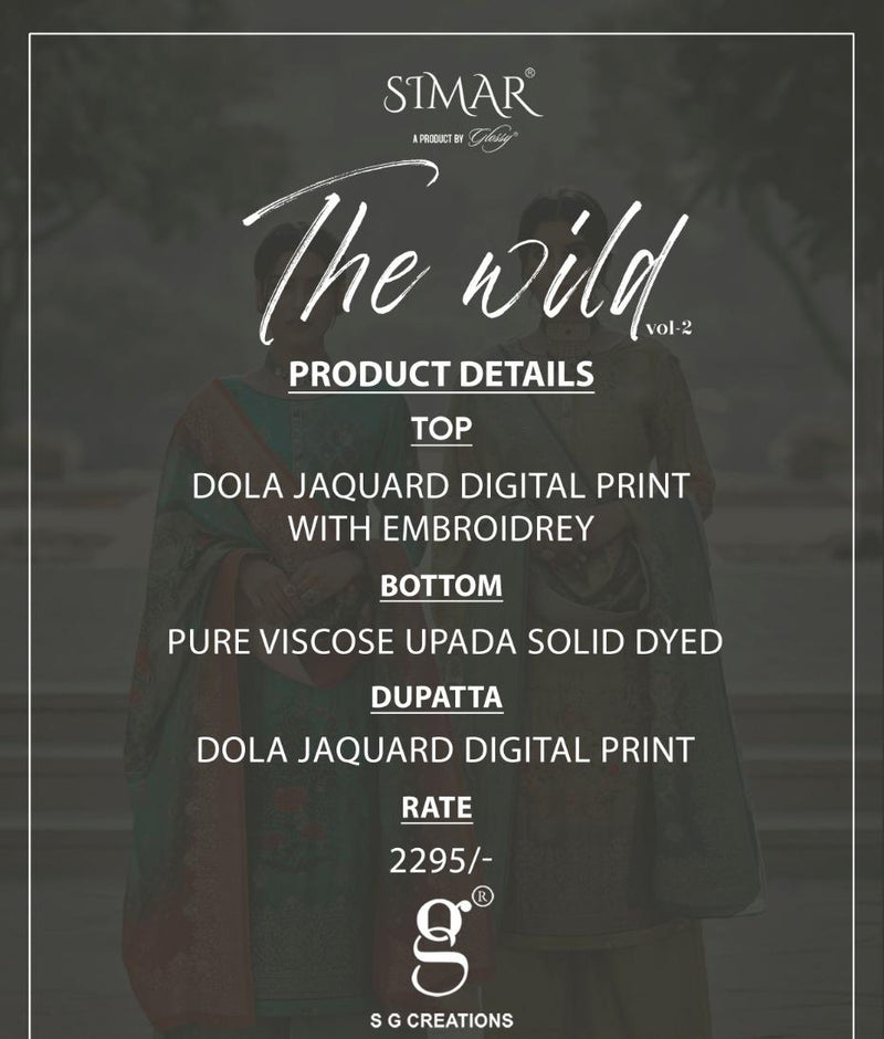 Simar The Wild Vol 2 Dola Jaccquard Digital Print With Embroidery