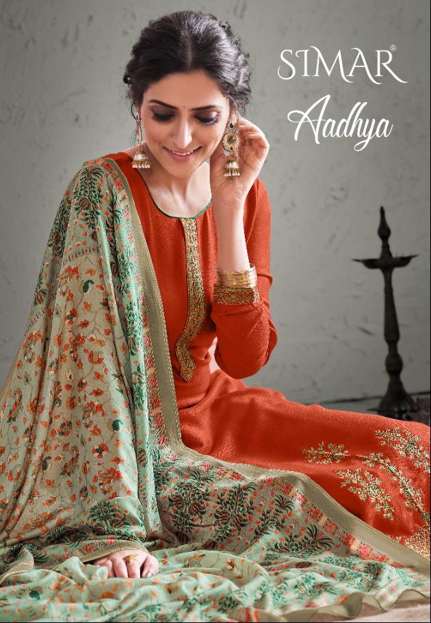 Simra Glossy Aadhya Pure Pashmina Embroidery Work Salwar Kameez