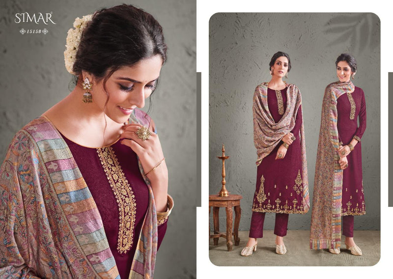 Simra Glossy Aadhya Pure Pashmina Embroidery Work Salwar Kameez