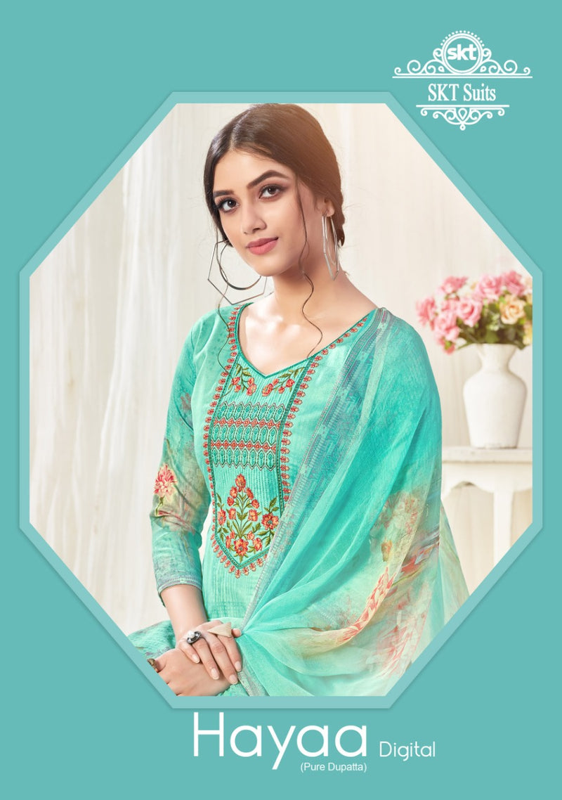 Skt Suit Hayaa Pashmina Digital Print With Kadai Wark Top Salwar Suit