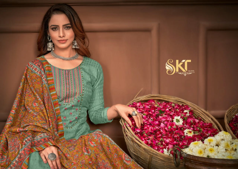 Skt Suit Mehar Pashmina Self Digs With Kadai Wark Salwar Suit