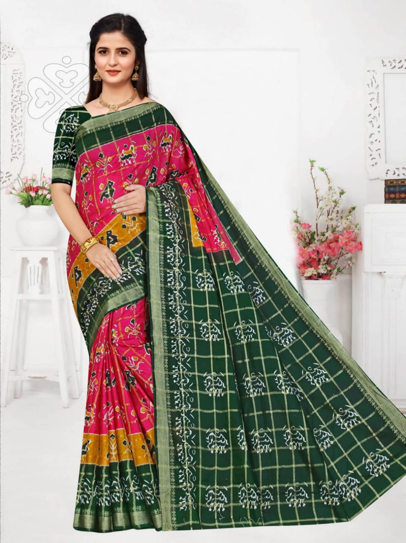 Smc Patoda Soft Cotton Heavy Printed Casual Wear Sarees