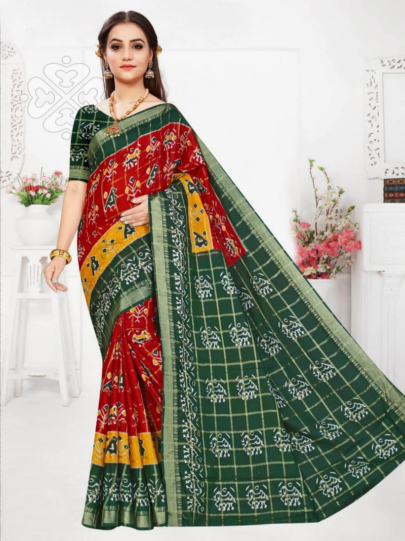 Smc Patoda Soft Cotton Heavy Printed Casual Wear Sarees