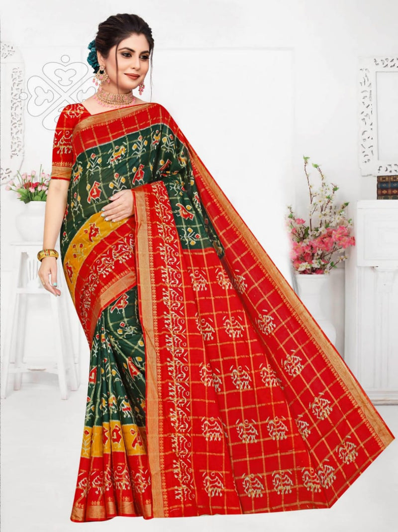 Smc Patoda Soft Cotton Heavy Printed Casual Wear Sarees