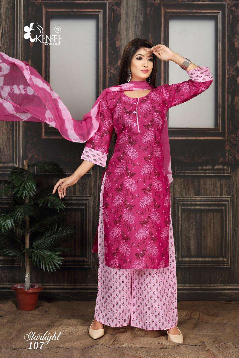 Starlight By Kinti Fashion Cambric Cotton Printed Exclusive Look Casual Wear Kurti With Plazzo