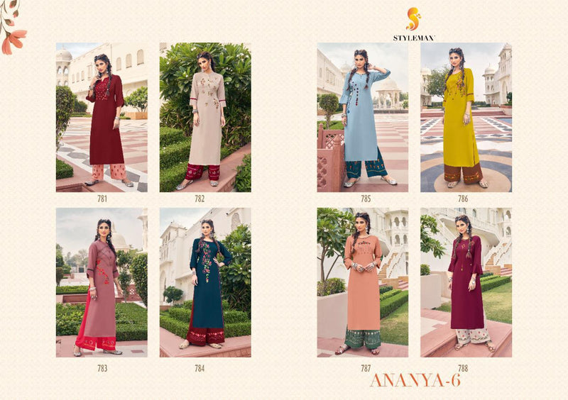 Stylemax Ananya Vol 6 Rayon Embroidery Work Kurti With Plazzo